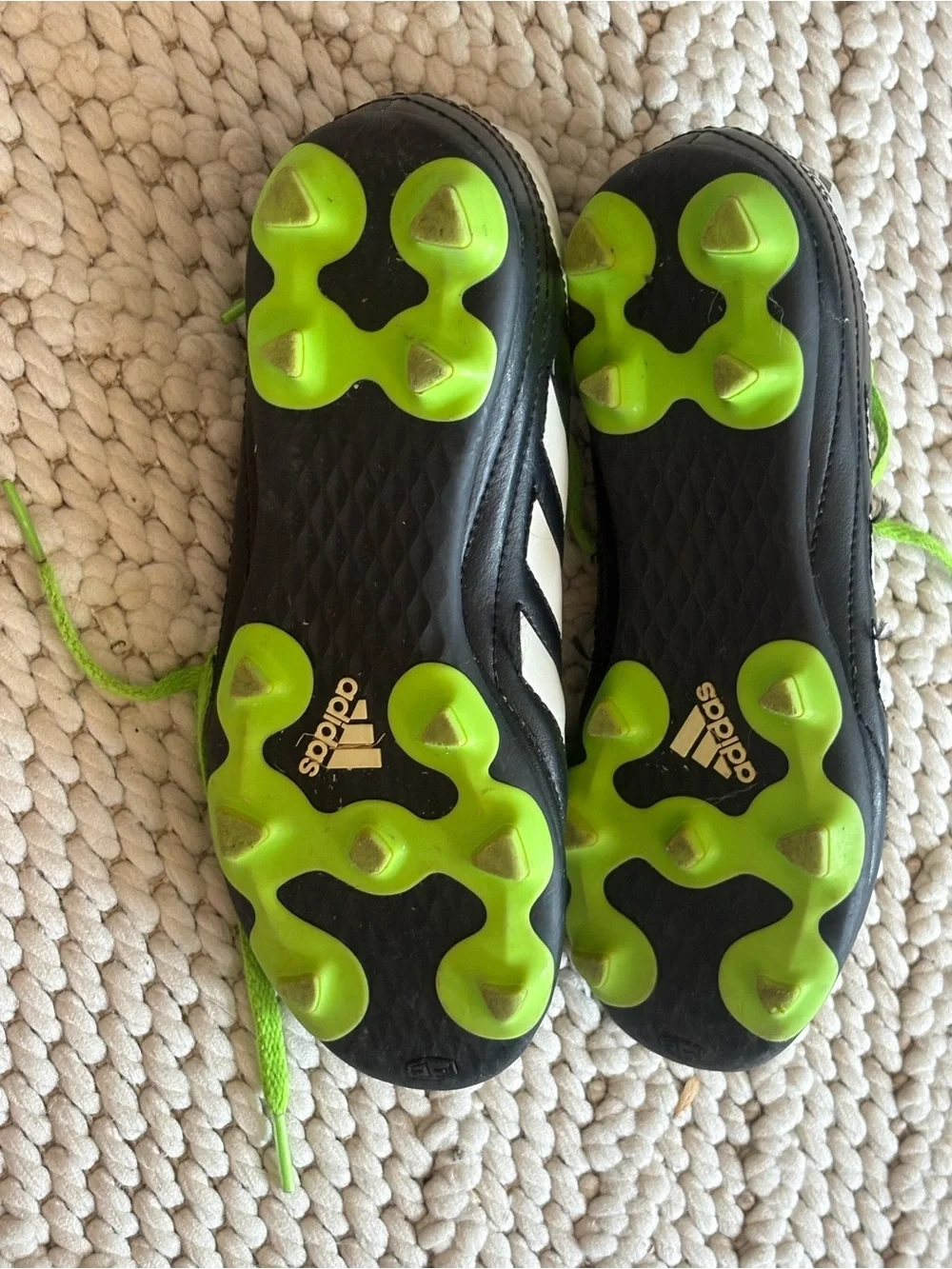 adidas Black and Neon Green Kids Athletic Soccer cleats